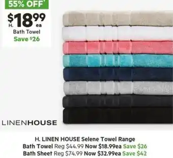 Harris Scarfe LINEN HOUSE Selene Towel Range offer