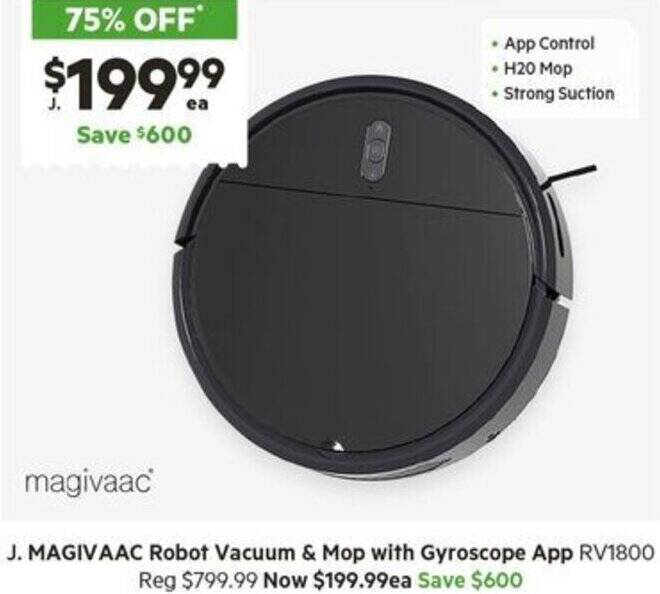 MAGIVAAC Robot Vacuum & Mop with Gyroscope App offer at Harris Scarfe