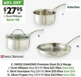 Harris Scarfe SWISS DIAMOND Premium Steel DLX Range offer