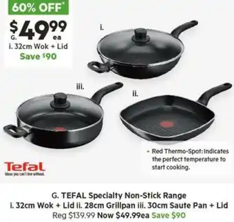 Harris Scarfe TEFAL Specialty Non-Stick Range offer
