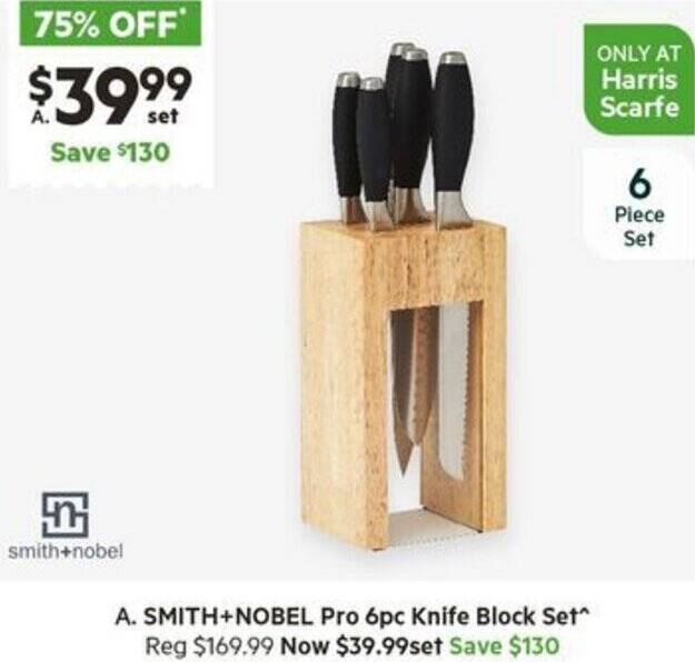 SMITH+NOBEL Pro 6pc Knife Block Set offer at Harris Scarfe