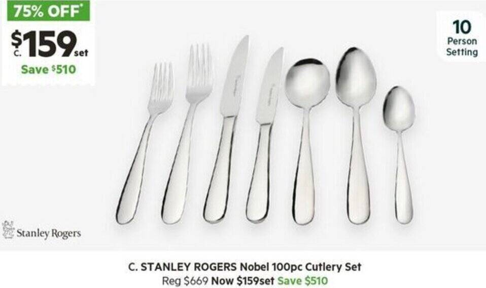 STANLEY ROGERS Nobel 100pc Cutlery Set offer at Harris Scarfe