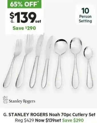 Harris Scarfe STANLEY ROGERS Noah 70pc Cutlery Set offer