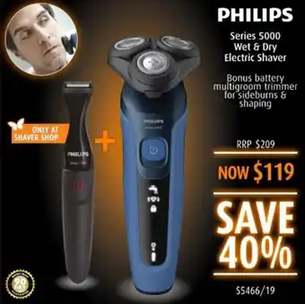 Shaver Shop Series 5000 Wet & Dry Electric Shaver offer