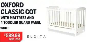 Baby Kingdom OXFORD CLASSIC COT WITH MATTRESS AND 1 TODDLER GUARD PANEL offer