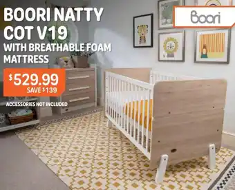 Baby Kingdom BOORI NATTY COT V19 WITH BREATHABLE FOAM MATTRESS offer