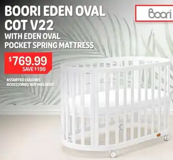 BOORI EDEN OVAL COT V22 WITH EDEN OVAL POCKET SPRING MATTRESS