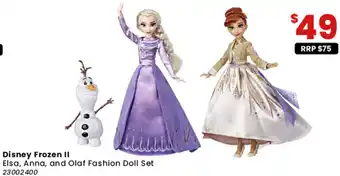 Toymate Disney Frozen II Elsa, Anna, and Olaf Fashion Doll Set offer