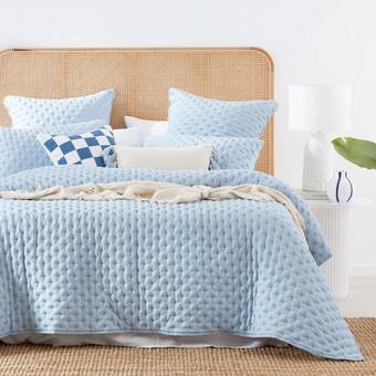 Pillow Talk Abel cloud blue fog coverlet set by essentials offer