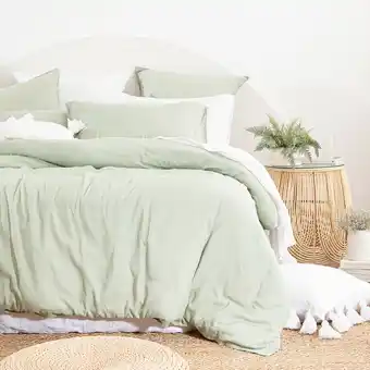 Washed linen look mint quilt cover set by essentials