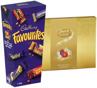 IGA Cadbury favourites 520g or lindt lindor gift box 232-235g selected varieties offer
