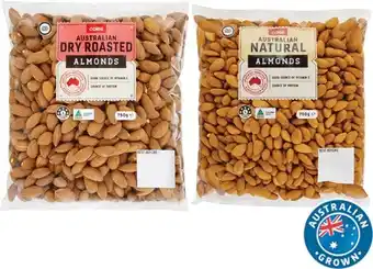 Coles Coles australian natural or dry roasted almonds 750g pack offer