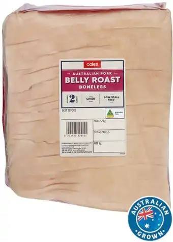 Coles Coles australian boneless pork belly roast offer