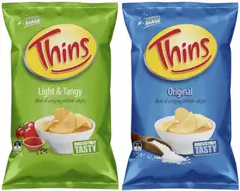 Coles Thins potato chips 150g-175g offer