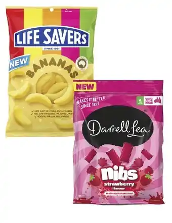 Coles Life savers candy 150g-200g or darrell lea nibs 200g offer