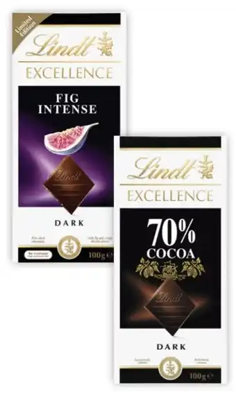 Lindt excellence or lindor block chocolate 80g-100g