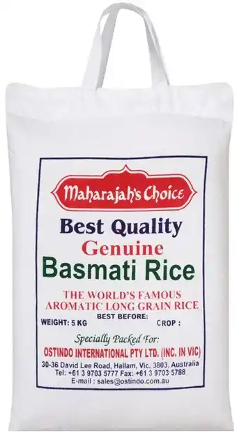 Coles Maharajah's basmati rice 5kg offer