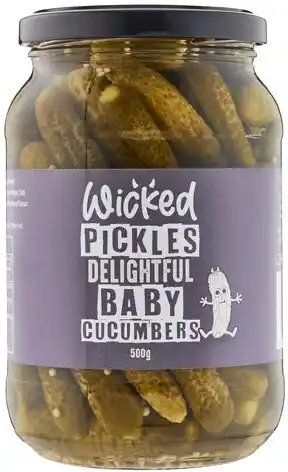 Coles Wicked pickle baby cucumbers 500g offer
