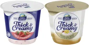 Coles Dairy farmers thick & creamy yoghurt 140g-150g offer