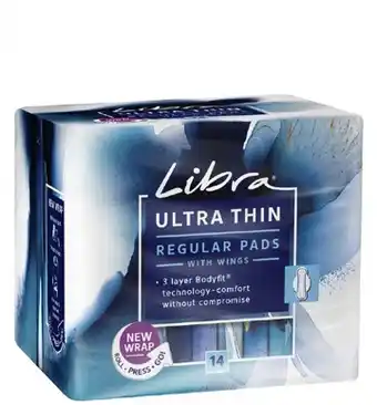 Coles Libra ultra thin pads with wings regular 14 pack or super 12 pack offer