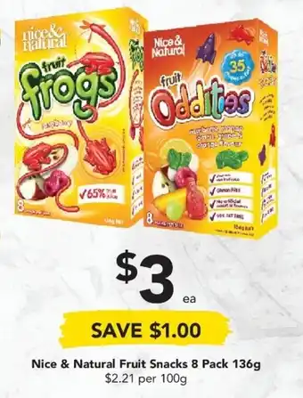 Drakes Nice & Naturals Fruit Snacks 8 Pack 136g offer