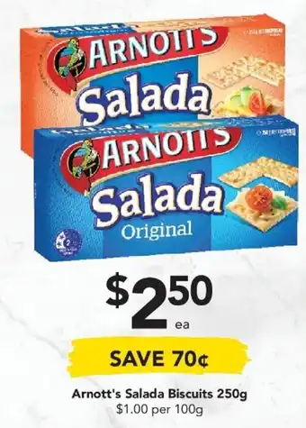 Drakes Arnott's Salada Biscuits 250g offer