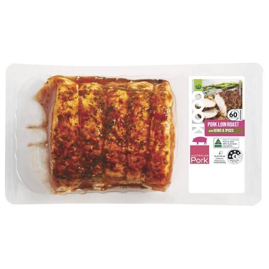 Woolworths cook pork loin mini roast with herbs & spices offer at
