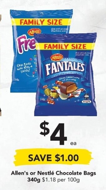 Drakes Allen's or Nestle Chocolate Bags 340g offer