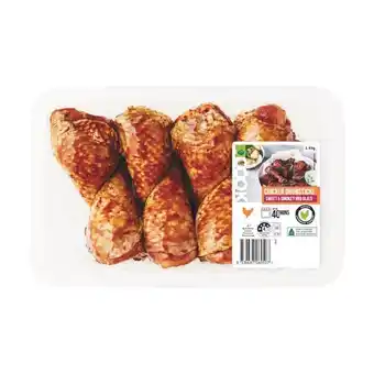 Woolworths Woolworths cook chicken drumsticks with sweet & smokey bbq glaze 1.4 kg with rspca approved chicken offer