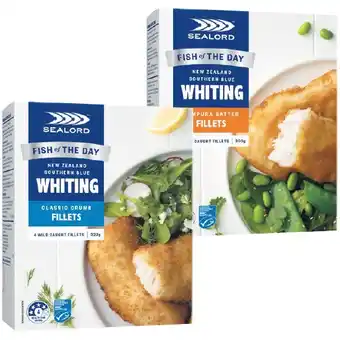 Woolworths Sealord whiting or dory fish 300-320g offer