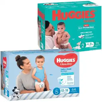 Woolworths Huggies jumbo ultra dry jumbo nappies pk 60-90 or nappies pk 96-108 offer