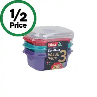 Woolworths Decor microsafe oblong 375ml pk 3 offer