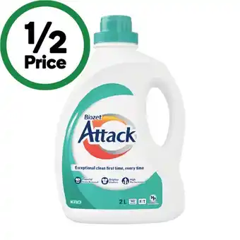 Woolworths Biozet attack laundry liquid 2 litre or powder 2 kg offer