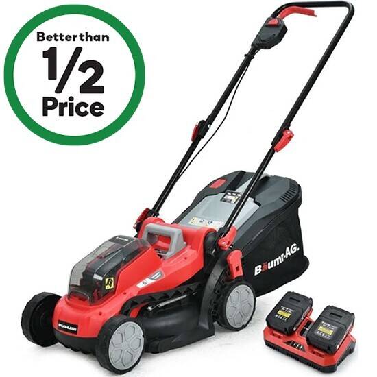 Woolworths Baumr-ag lawn mower electric cordless lawnmower 40v battery powered offer