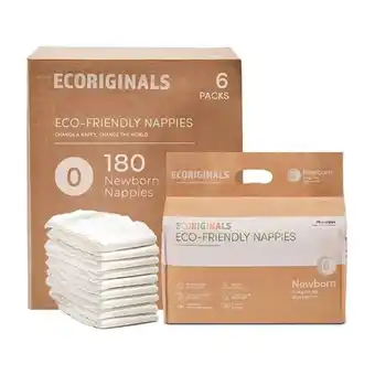 Woolworths Ecoriginals eco nappies newborn 0-4 kg plant based 6 x 30 pk 180 – bulk bundle offer