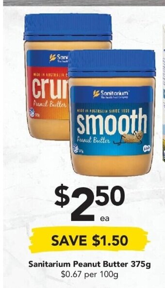 Drakes Sanitarium Peanut Butter 375g offer