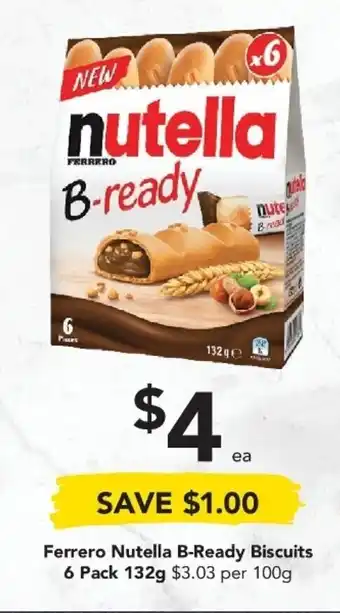 Drakes Ferrero Nutella B-Ready Biscuits 6 pack 132g offer