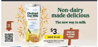 Drakes Chobani Barista Edition Oat Milk 946ml offer