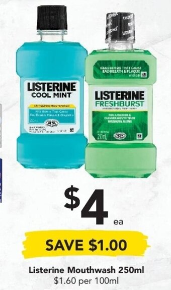 Drakes Listerine Mouthwash 250ml offer
