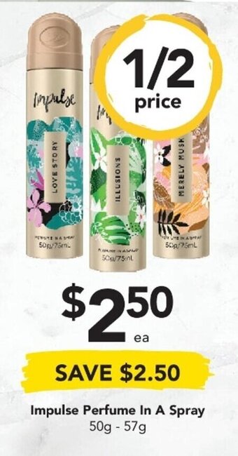 Drakes Impulse Perfume In A Spray 50g-57g offer