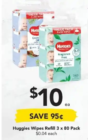 Drakes Huggies Wipes Refill 3x80 Pack offer