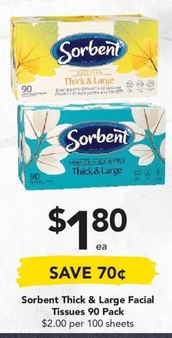 Drakes Sorbent Thick & Large Facial Tissues 90 Pack offer