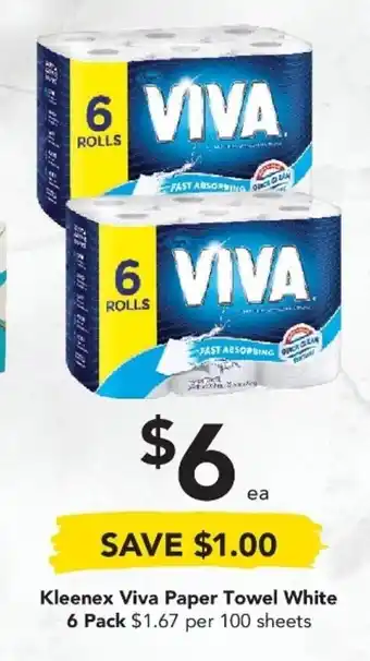 Drakes Kleenex Viva Paper Towel White 6 Pack offer
