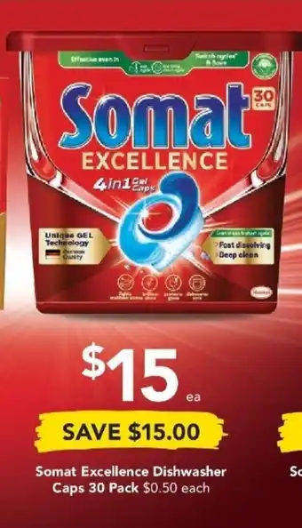 Drakes Somat Excellence Dishwasher Caps 30 Pack offer