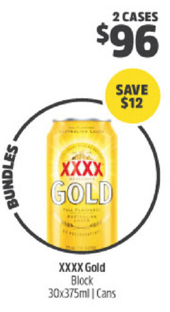 XXXX Gold Block 30x375ml cans