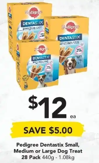 Drakes Pedigree Dentastix Small, Medium or Large Dog Treat 28 pack offer
