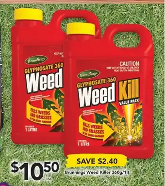 Drakes Brunnings Weed Killer 360g/1lt offer