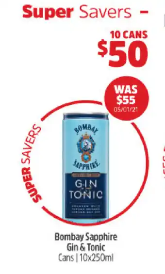 Bombay Sapphire Gin & Tonic 10x250ml