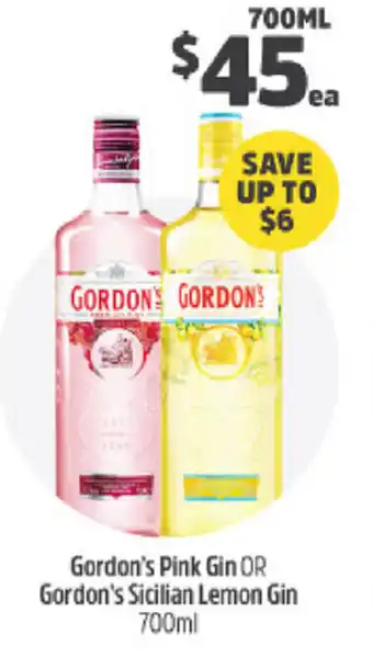Gordon's Pink Gin or Gordon's Sicilian Lemon Gin 700ml