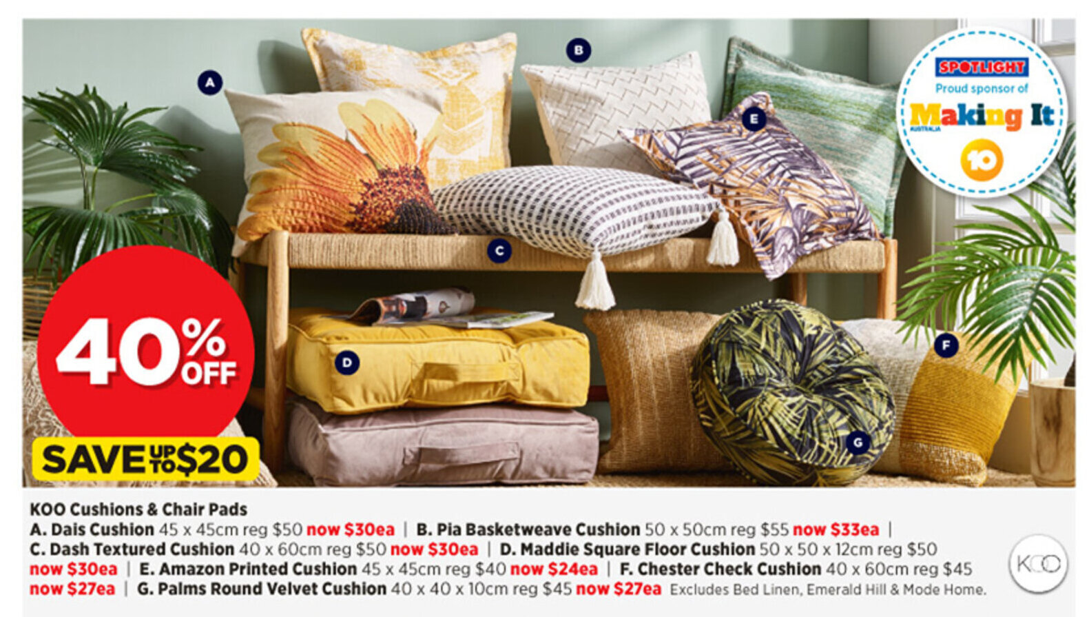 large cushions spotlight